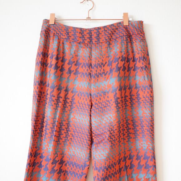 Shanghai Tang Abstract Silk-Lined Houndstooth Trousers Pants 8 - Picture 3 of 5
